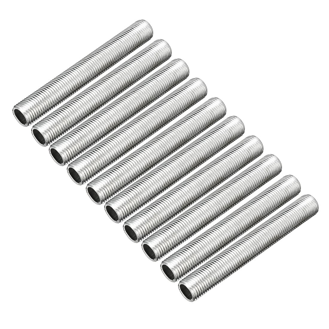 sourcing map Zinc Plated Lamp Pipe Nipple M10 70mm Length 1mm Pitch All Threaded 10Pcs — image 1