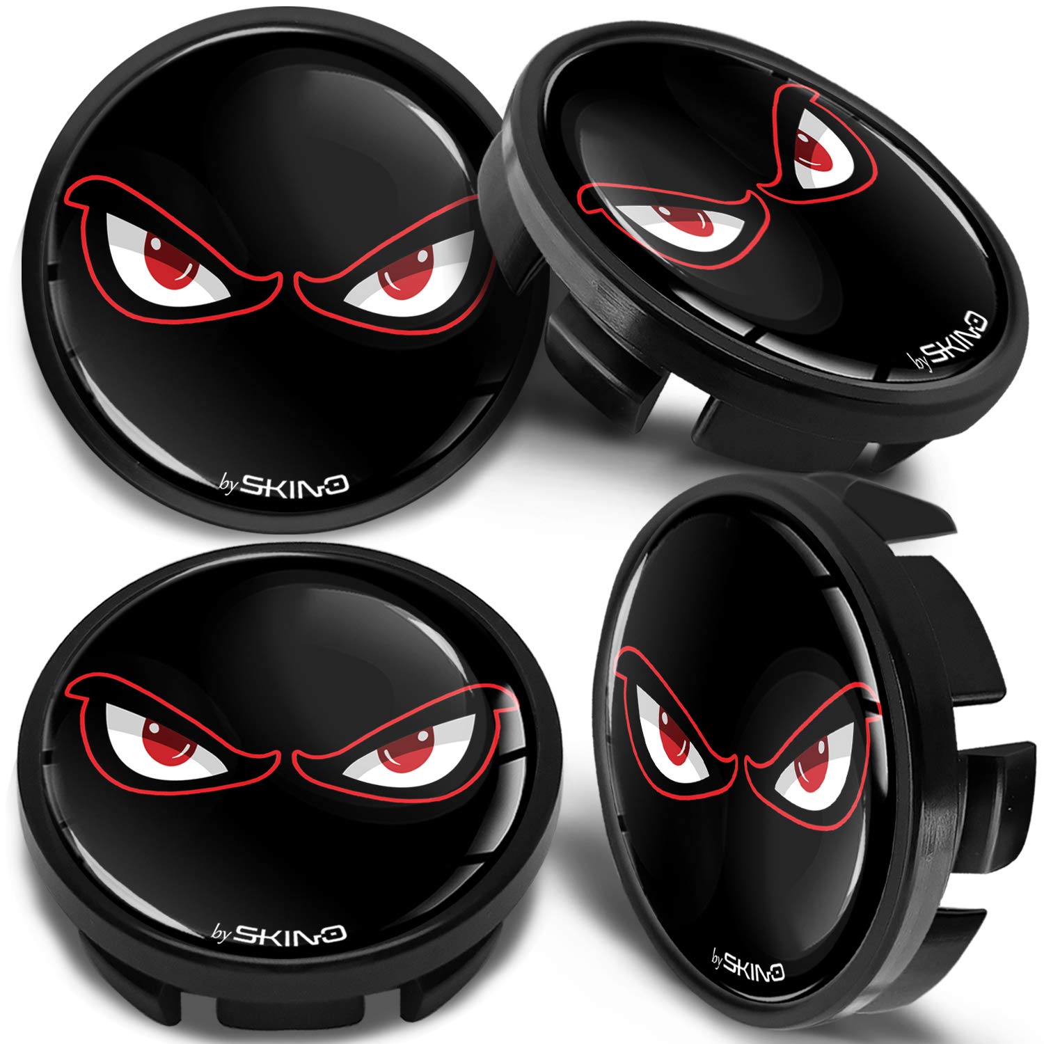 SkinoEu 65mm Wheel Centre Caps Set of 4 Compatible with VW & Skoda Wheels – Plastic Black Alloy Wheel Hub Centre Caps Replacement – Compatible with OEM 3B7601171 6U7601171 (CV 7)