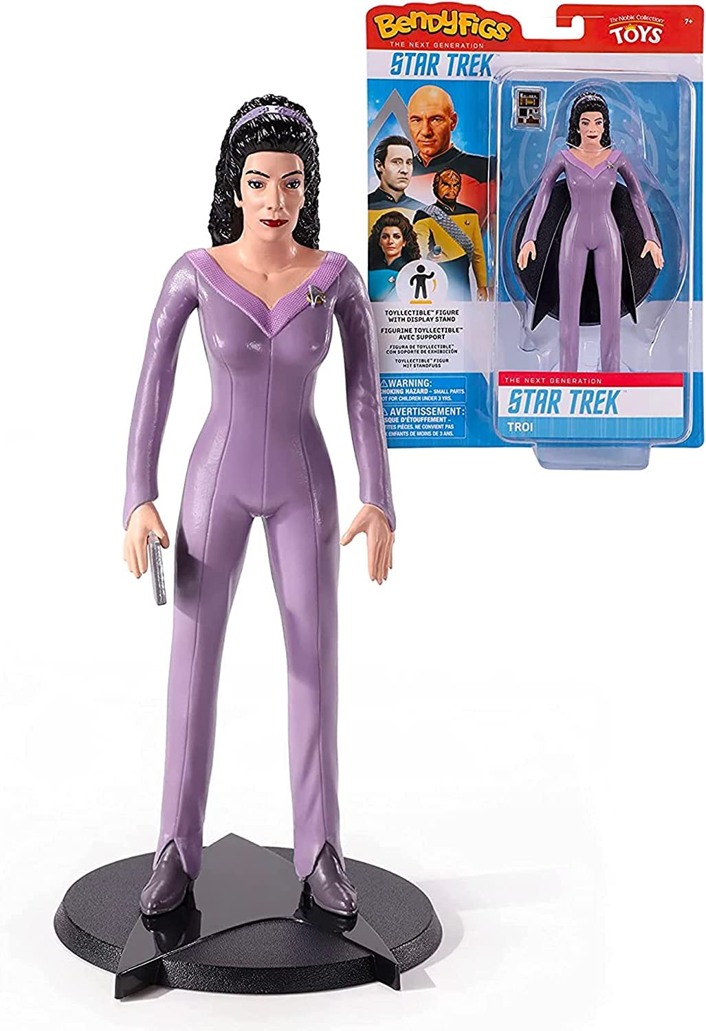 The Noble Collection Star Trek Bendyfigs Troi - 7.5in (19cm) Noble Toys Bendable Figure Posable Collectible Doll Figures With Stand, Multicolor, NN1509