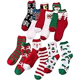 Gellwhu Christmas Fuzzy Socks for Women Girls Gifts Cute Fun Cozy Fluffy Winter Warm Slipper Xmas Holiday Socks