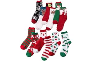 Gellwhu Christmas Fuzzy Socks for Women Girls Gifts Cute Fun Cozy Fluffy Winter Warm Slipper Xmas Holiday Socks