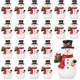 Silipull 50 Pcs Mini Snowman Figurines Christmas Tiny Rubber Winter Figures | Miniature Snowman Figures Bulk, Little Snowman Decoration with Hat, Small Winter Statue, Landscape Decor, Xmas Gift DIY Craft