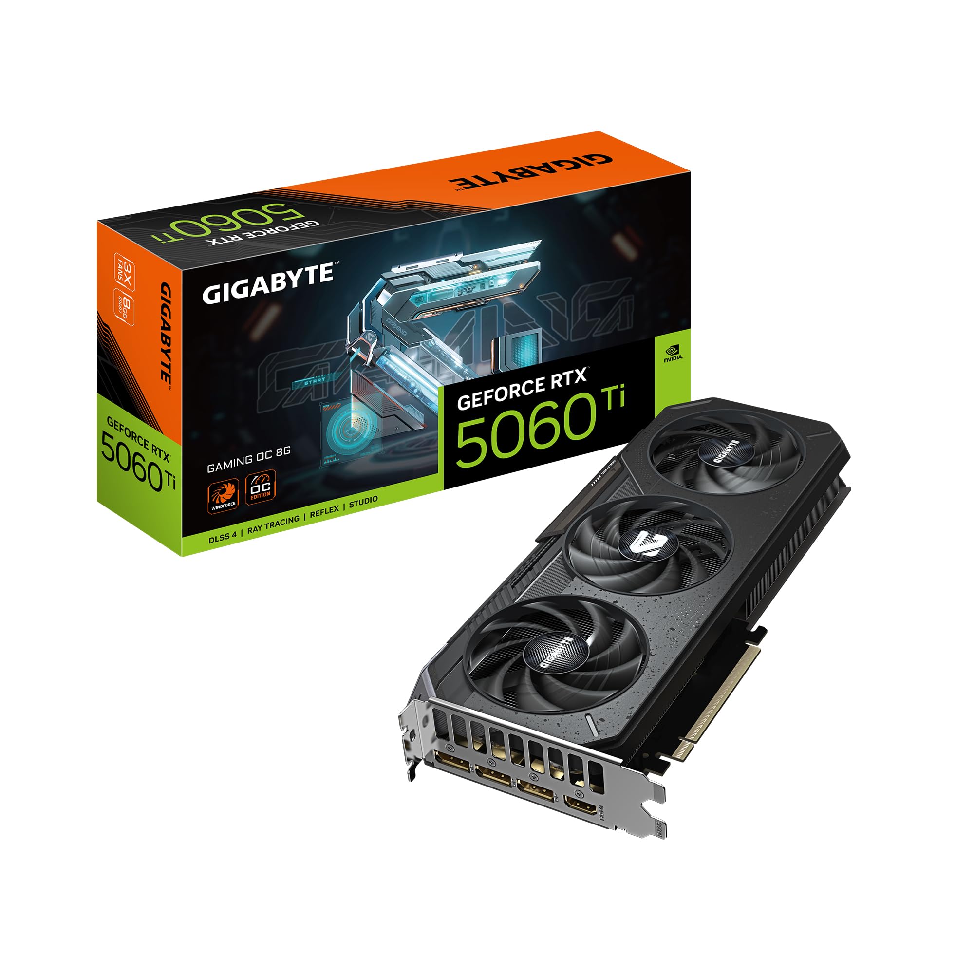 GIGABYTE GeForce RTX 5060 Ti Gaming OC 8G Graphics Card, 8GB 128-bit GDDR7, PCIe 5.0, WINDFORCE Cooling System, GV-N506TGAMING OC-8GD Video Card Image