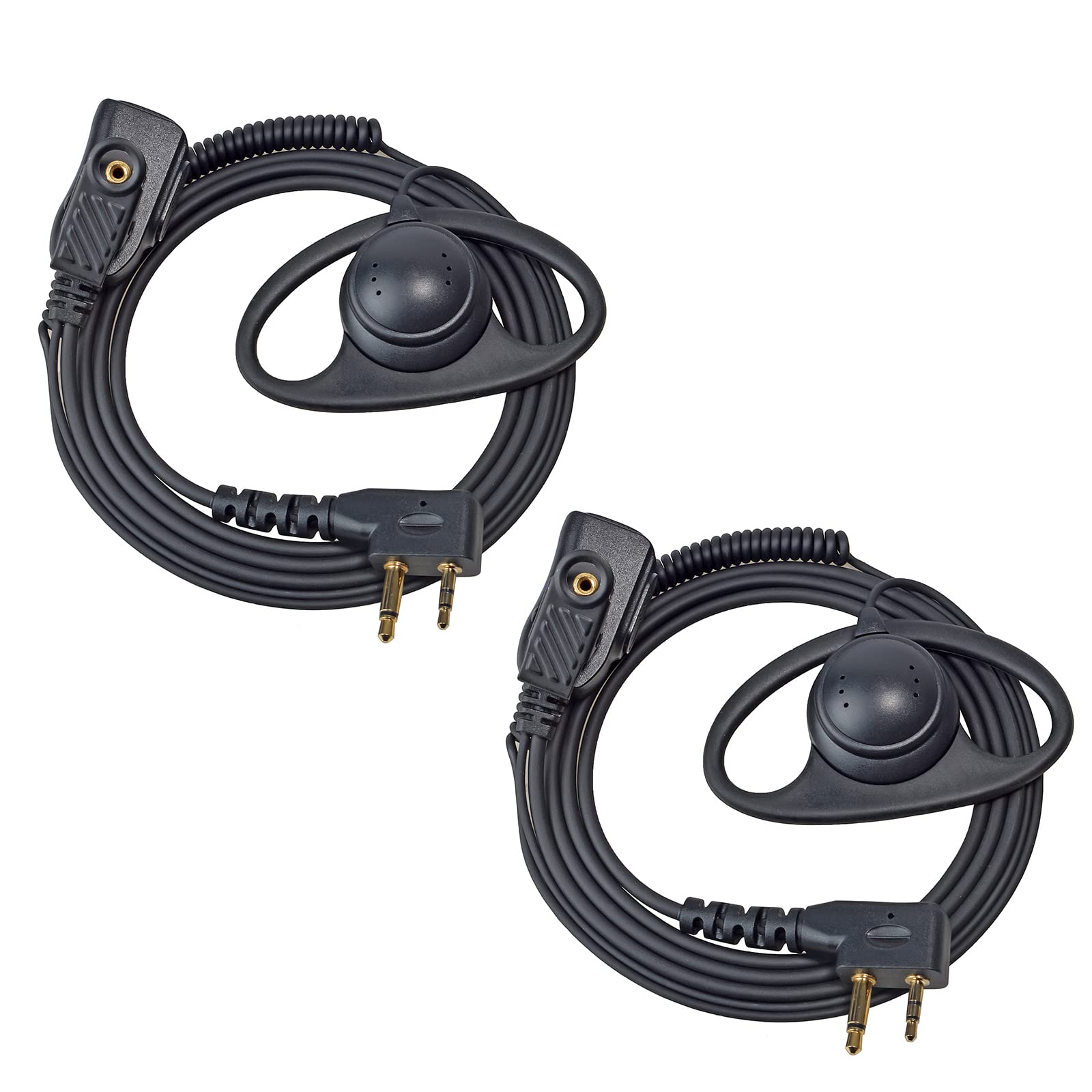 UAYESOK 2 Way Radio Earpiece with PTT Mic D Shape Walkie Talkie Headset 2 Pin for Midland G9 G7 PRO G8 G9 G5 G6 XT60 XT70 M24 M48 M99 GXT550 GXT650 Alan39 Alan42 XTR Security Two Way Radio (2 pcs)