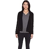 JENNIE LIU Women's 100% Pure Cashmere 4-ply Cable-Knit Drape-Front Open Cardigan Sweater