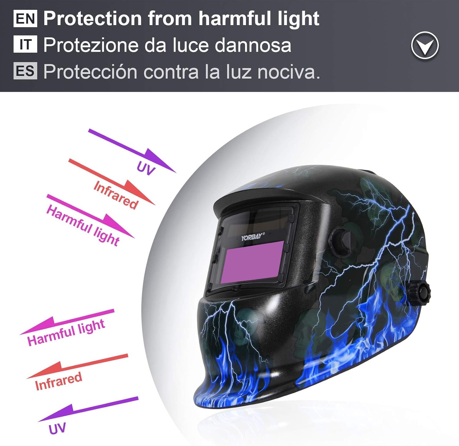 HZXVOGEN Casco Per Saldatura True Color DIN4 Maschera Per Saldatura Ad Energia Solare Per MIG MAG MMA TIG Saldatore Accessori Per Macchine 3.94 "x 2.36 - Foto 3