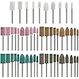 SUNJOYCO 50 PCS Polishing Bits, Mounted Grinding Polishing Wheels, Wool Felt Sesame Rubber Cowhide Grinding Tools, 3mm Shank