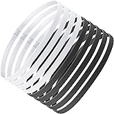 9 Pieces Thick Non-Slip Elastic Sport Headbands, Elastic Silicone Grip Exercise Hair and Sweatbands for Yoga (Black, White)