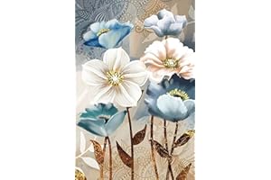 GemZono Paint by Numbers for Adults and Kids, DIY Lotus Flower Indigo Blue Flora Oil Painting, DIY Acrylic Painting by Numbers for Home Wall Decor Gifts (16X20 inch/ 40X50cm, Frameless)