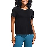 Ice Silk Women's Short Sleeve Workout Shirts Loose Fit Side Slits Athletic Tee Tops