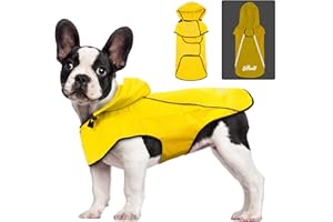 BiPawTi Dog Raincoat,Waterproof Hooded Slicker Poncho,Dog Reflective Safety Dog Rain Jacket,Windproof Snow-Proof Dog Rain Coat,Dog Raincoats for Small,Medium,Large Dogs Yellow