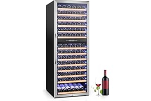 Velivi Wine Fridge Freestanding Dual Temperature Zone, Wine Cooler Refrigerator for 154 Bottles, 24 Inch Wide Large Wine Cooler with Professional Temperature Control System, Quiet Operation