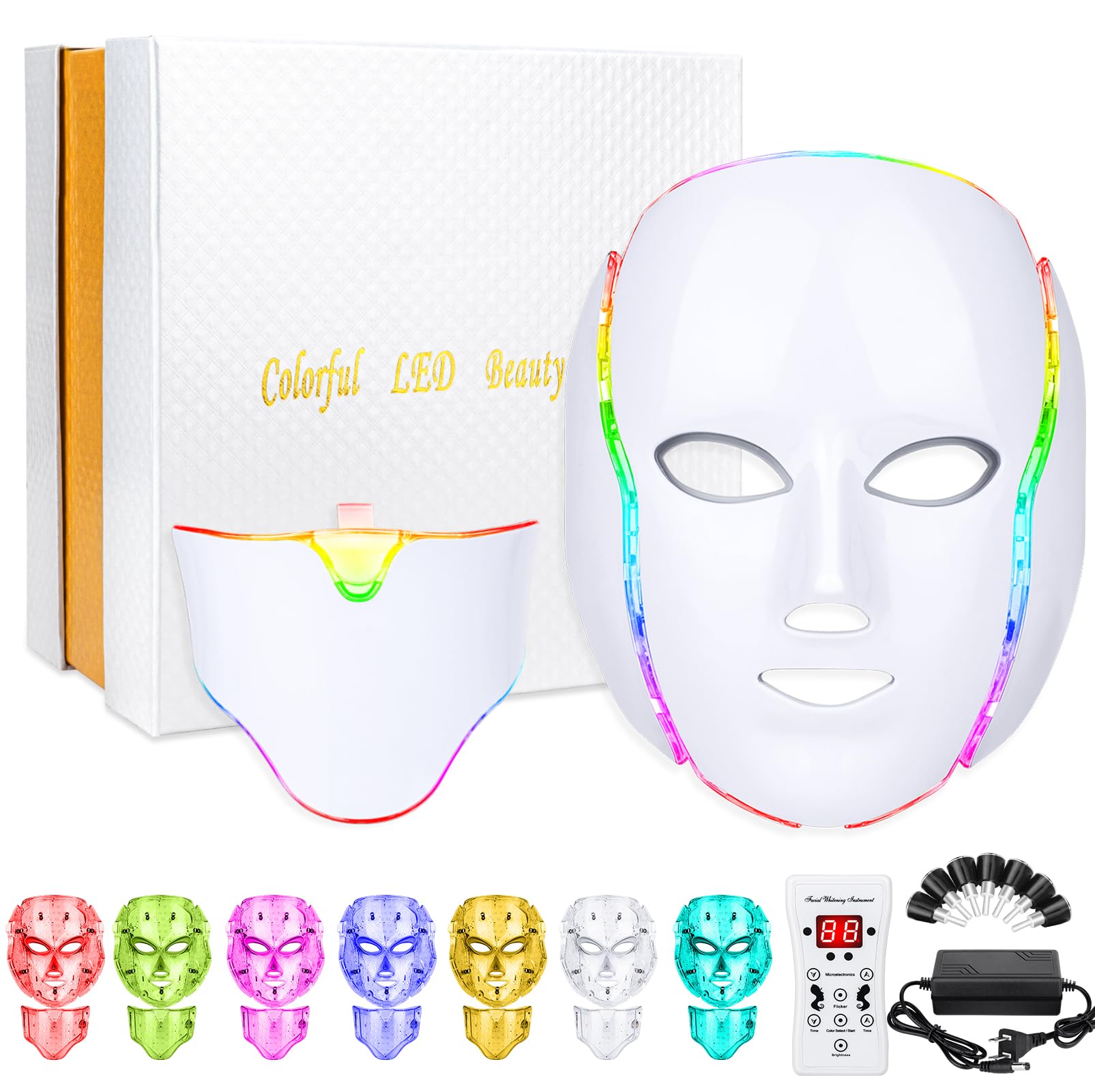 Photo 1 of 18FTRabbit LED Face Màsk (model FM-01), 7 Color LED Màsk Light Theràpy, Skin Care Màsk for Face and Neck