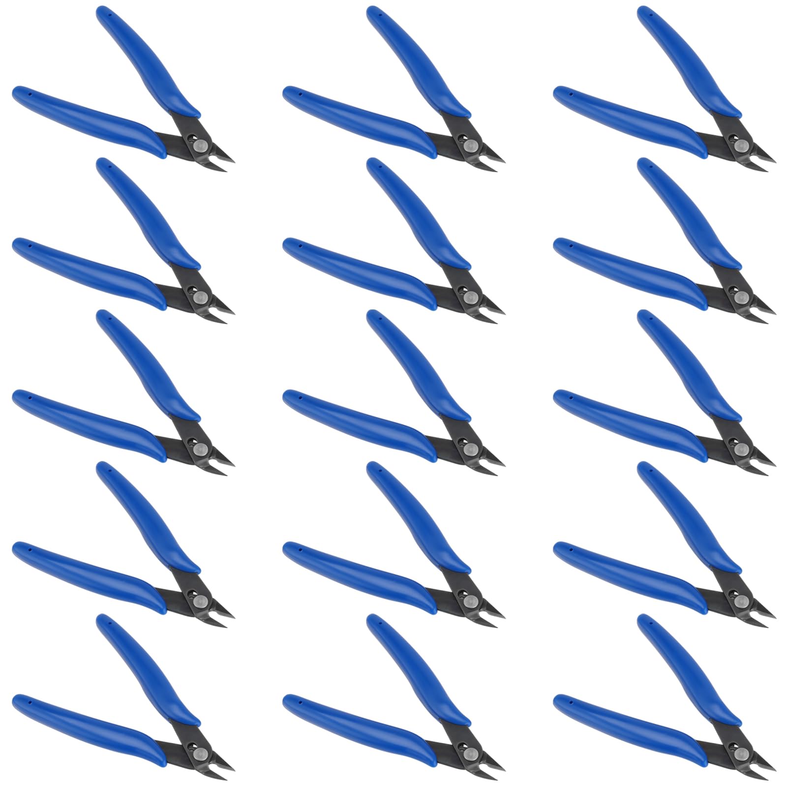 HEIHAK 15 Pack 170 Wire Cutters, 5 Inch Mini Wire Flush Cutters, Bulk Wire Snips Small Side Cutters for Electronics Crafts Jewelry, Blue