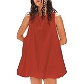 LTSCNRM 2026 New Womens Summer Bubble Hem Sundress Sleeveless Keyhole Tie Back Mini Dress Pockets