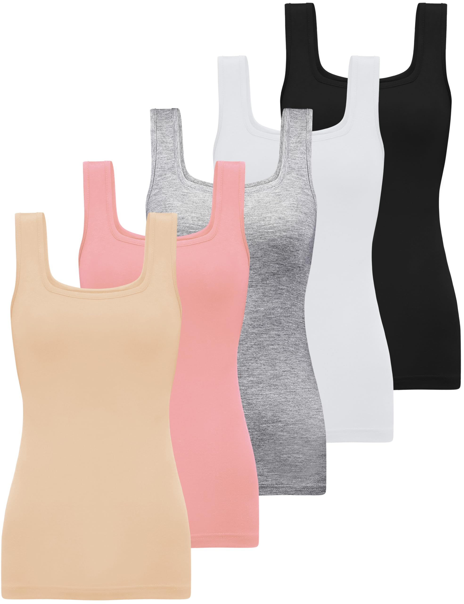 Photo 1 of BQTQ 5 Pack Square Neck Tank Tops for Women Sleeveless Tank Top Ladies Undershirts Womens Tanks Tops Pack,L