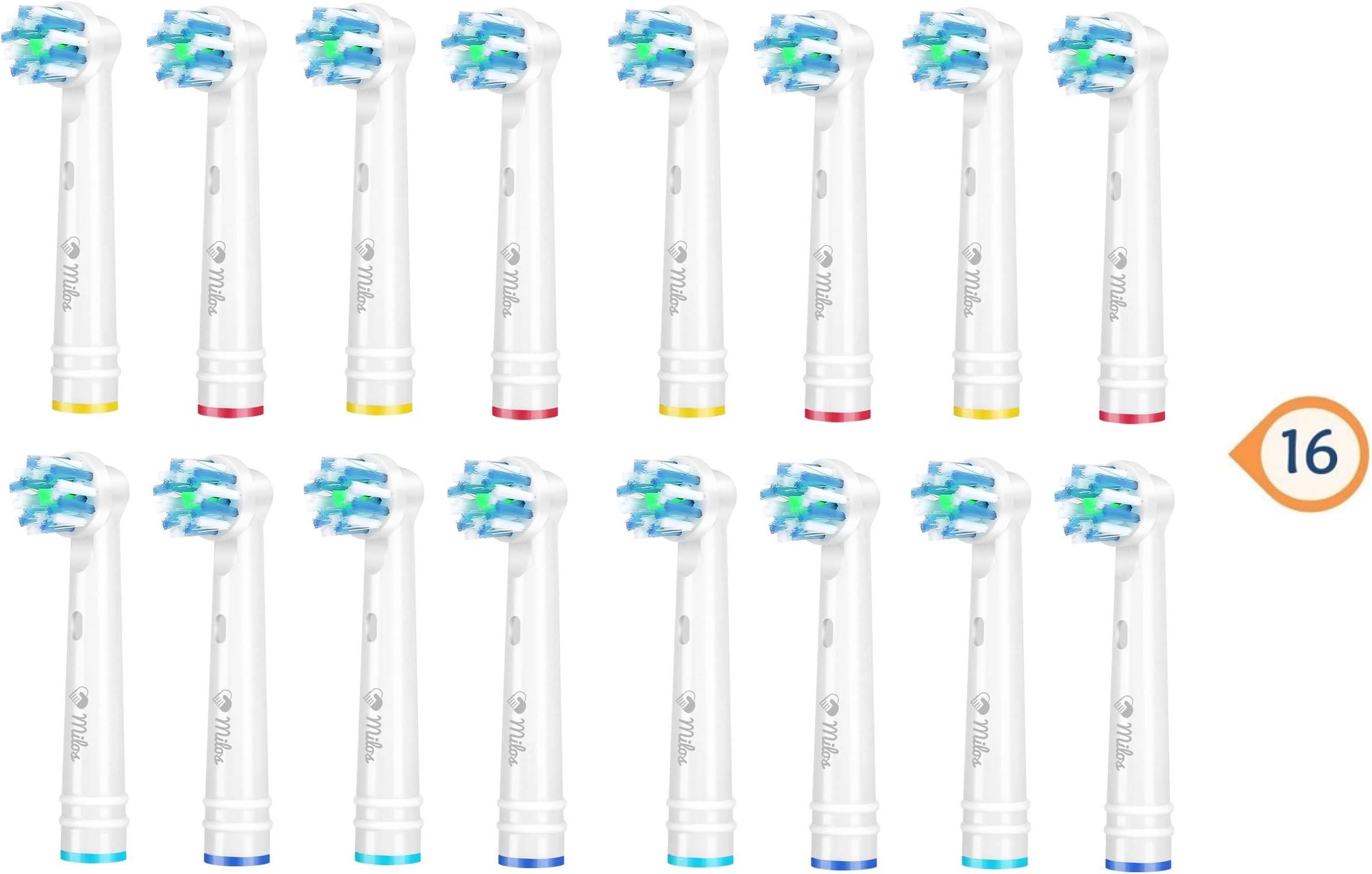 Replacement Toothbrush Heads by Milos / 16 Pack of Compatible Oral B Toothbrush Heads/Braun Replacement Toothbrush Heads
