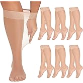 MANZI 6 Pairs Plus Size Knee Highs for Women 15 Denier Sheer Nylon Socks Knee High Stockings