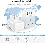 toomke UK to US Plug Adapter 35W PD USB C 4 Ports Type B USA Travel view 3