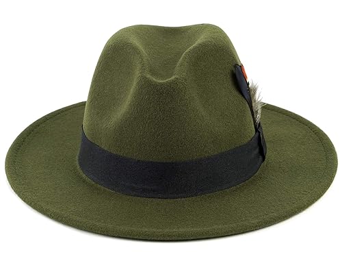 FADACHY Classic Fedora Hat for Men Women Wide Brim Felt Hat