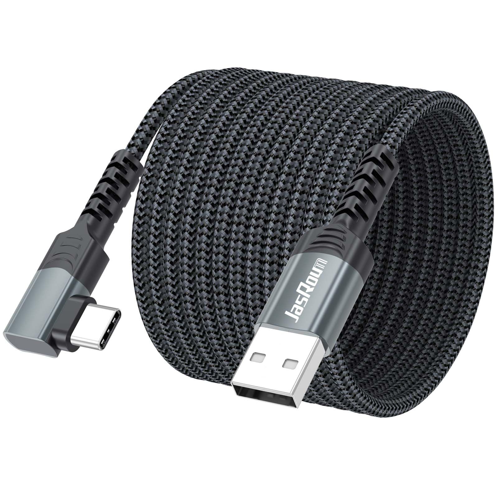 Photo 1 of 15ft USB C Cable Right Angle, 3A Fast Charging 90 Degree Cord Long USB to Type C 2.0 Data Transfer Braided for Switch, Steam Deck, Tablet, iPhone 17/16/15, Galaxy S25 Andriod Phone, Security Camera