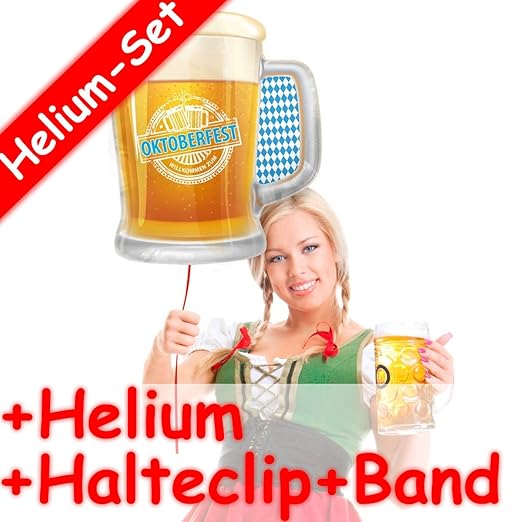 Carpeta Folienballon Set * Oktoberfest + Helium FÜLLUNG + Halte Clip + Band * für Kindergeburtstag Oder Motto-Party // Folien