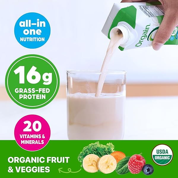 ORGAIN ORGANIC NUTRITIONAL SHAKE, VANILLA BEAN – MEAL REPLACEMENT, 16G PROTEIN, 20 VITAMINS & MINERALS, GLUTEN FREE, SOY FREE, KOSHER, NON-GMO, 11 OUNCE, 12 COUNT (PACKAGING MAY VARY)