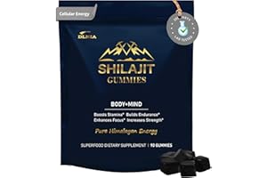 DLNIA Shilajit Gummies with Ashwagandha, Seamoss, Turmeric - Organic, Zero Sugar & Vegan-Friendly Himalayan Shilajit for Men & Women - Energy, Calm Cosrtisol, Sleep, Immune Support & Overall Health