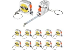 HOESLAW 12 Pack 3ft Mini Tape Measure Keychain, Sliver Portable Retractable Small Tape Measure with Slide Lock, Construction Party Favors for Prize Bag Filler DIY Projects School Office Home Project Daily Use