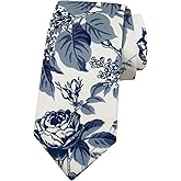LJBFNN Mens Floral Ties, Skinny Cotton Flower Ties for Men, 2.7" Neck Tie for Wedding Business Shirts