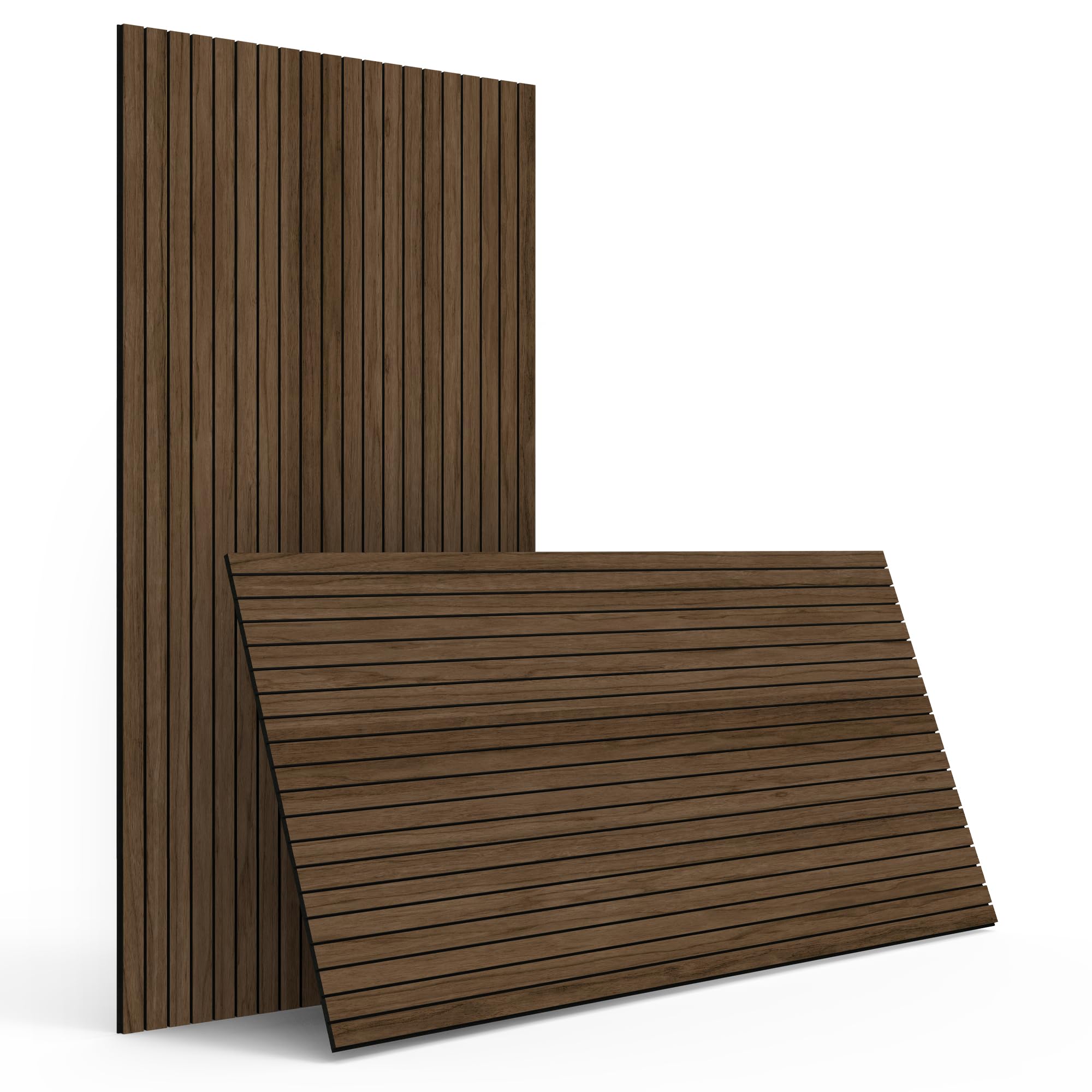 Photo 1 of ***(PARTS ONLY/ NON FUNCTIONAL)***NNO STICKERS 4-Piece Wood Slat Wall Panel for Interior Wall Decor Noise Cancelling 47.2" x 23.6" Peel and Stick Acoustic Decorative 3D Sound Absorbing Wall Paneling, Walnut