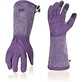 Vgo... Ladies' Synthetic Leather Extended Pig Split Leather Cuff Rose Pruning Thorn Proof Garden Gloves (Size S, Purple,SL6592W)
