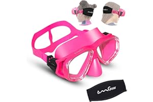 OMGear Swim Mask Dive Goggles Swimming Goggles with Nose Cover Snorkeling Gear Junior Adult Snorkel Mask for Scuba Diving Spearfishing Neoprene Strap Impact Resistance