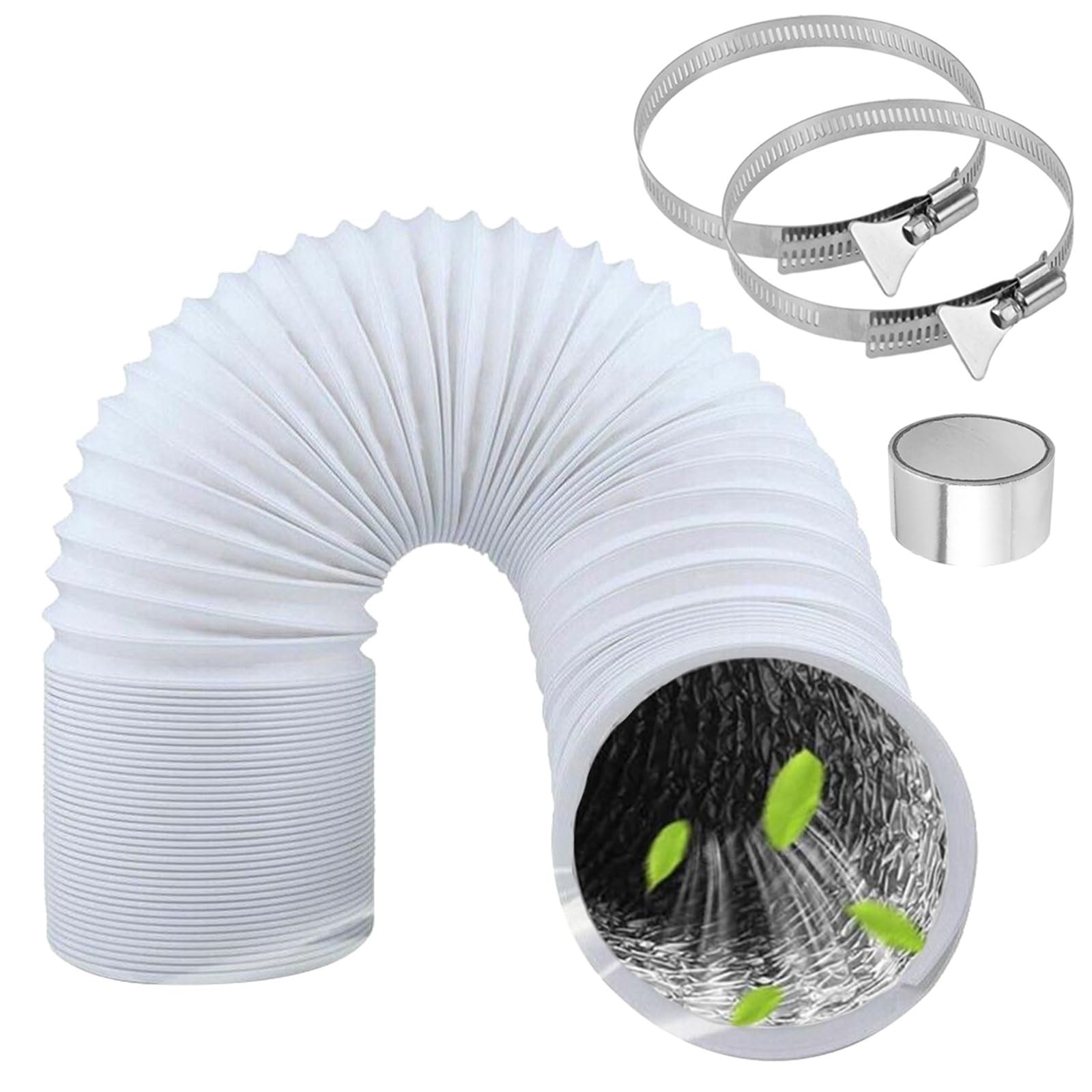 ComPDCVD Ducting Tumble Dryer Hose Portable Air Conditioner Hose Clothing Dryer Hoses Venting Duct PVC Flexible Air Con Vent Universal Pipe (150mm Ducting White)