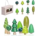 Amazon.com: Wooden Tree Toy Pack of 8 Wood Miniature Tree Set Various ...