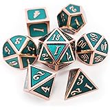Haxtec Metal Dice Set D&D Copper Teal DND Dice for Dungeons and Dragons Games-Glossy Enamel Dice Copper Teal