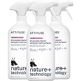 ATTITUDE All Purpose Cleaner Spray, EWG Verified, Vegan, Made with 94% Plant-Based Ingredients, Streak-Free for Kitchen, Bathroom, Glass & More, Unscented, 27.1 Fl Oz (Pack of 3)