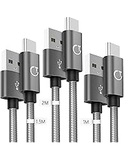 Gritin Cavo USB C [3 Pezzi: 1m, 1.5m, 2m] Nylon Intrecciato Cavo USB Tipo C per Samsung Galaxy S9/S8+, Note 8, Nintendo Switch, Sony Xperia XZ, HTC 10/U11, OnePlus 5T, Huawei P9 e pi (Grigio)