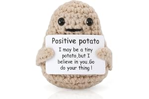 utosday Funny Positive Potato, 3 inch Cute Crochet Positive Potato Doll with Positive Card, Wool Knitting Emotional Support Positive Life Potato for Christmas Ornaments Gift Room Decor