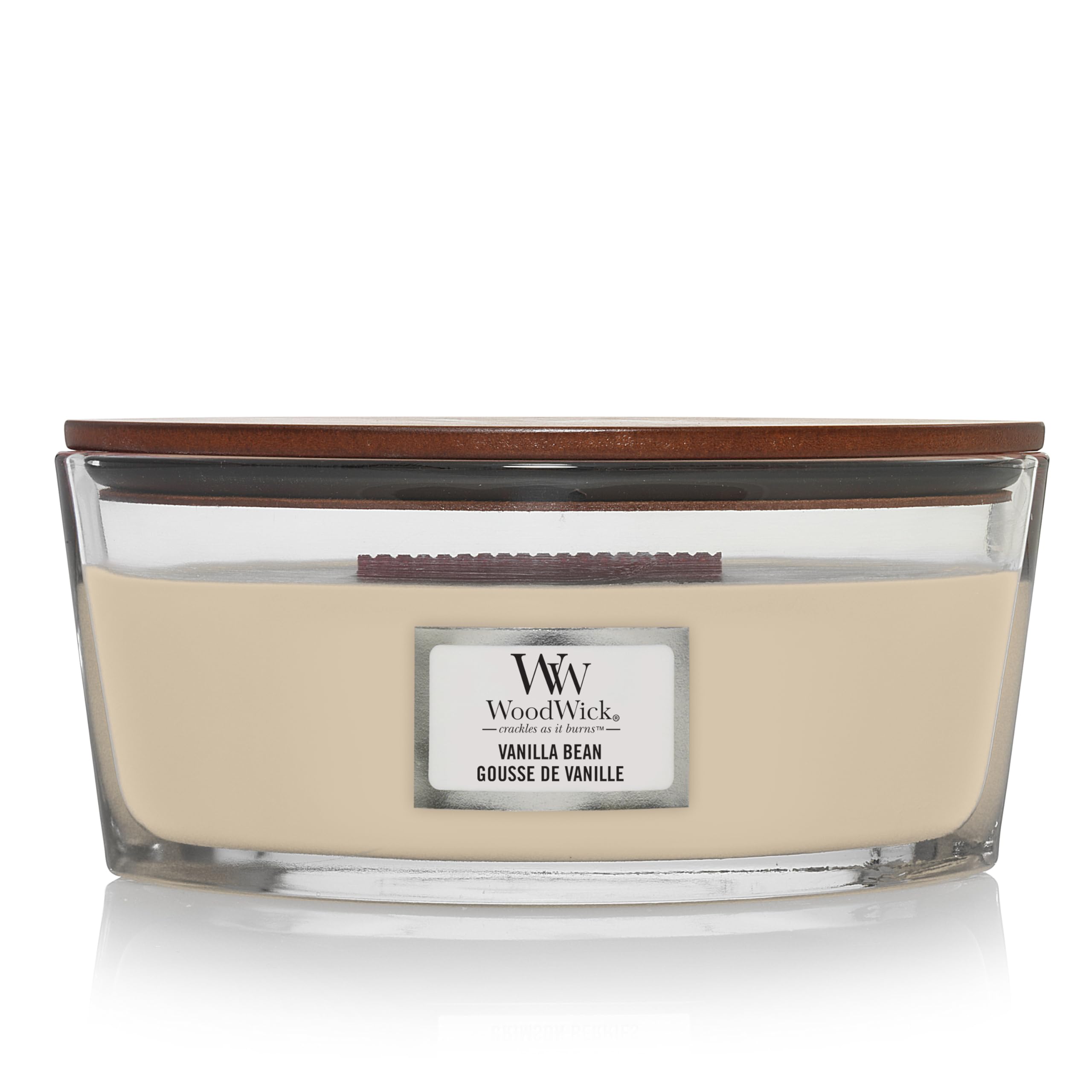 WoodWick Ellipse Duftkerze | Vanilla Bean | mit knisterndem Docht | Brenndauer: bis zu 50 Stunden