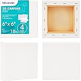 AUREUO 6x6 Inch Gallery Wrapped Canvas - 1.5 Inch Depth 4 Pack - 10 Oz Triple Gesso Primed 100% Cotton Square White Artist Canvases for Acrylic & Oil Paints