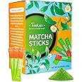 TeeLux Matcha Green Tea Powder, Premium First Harvest Culinary Grade Matcha Single Serve Packets, Unsweetened Matcha Powder Travel Stick Packs, 50 Count