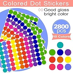 2800 PCS Colored Dot Stickers Round Color Coding