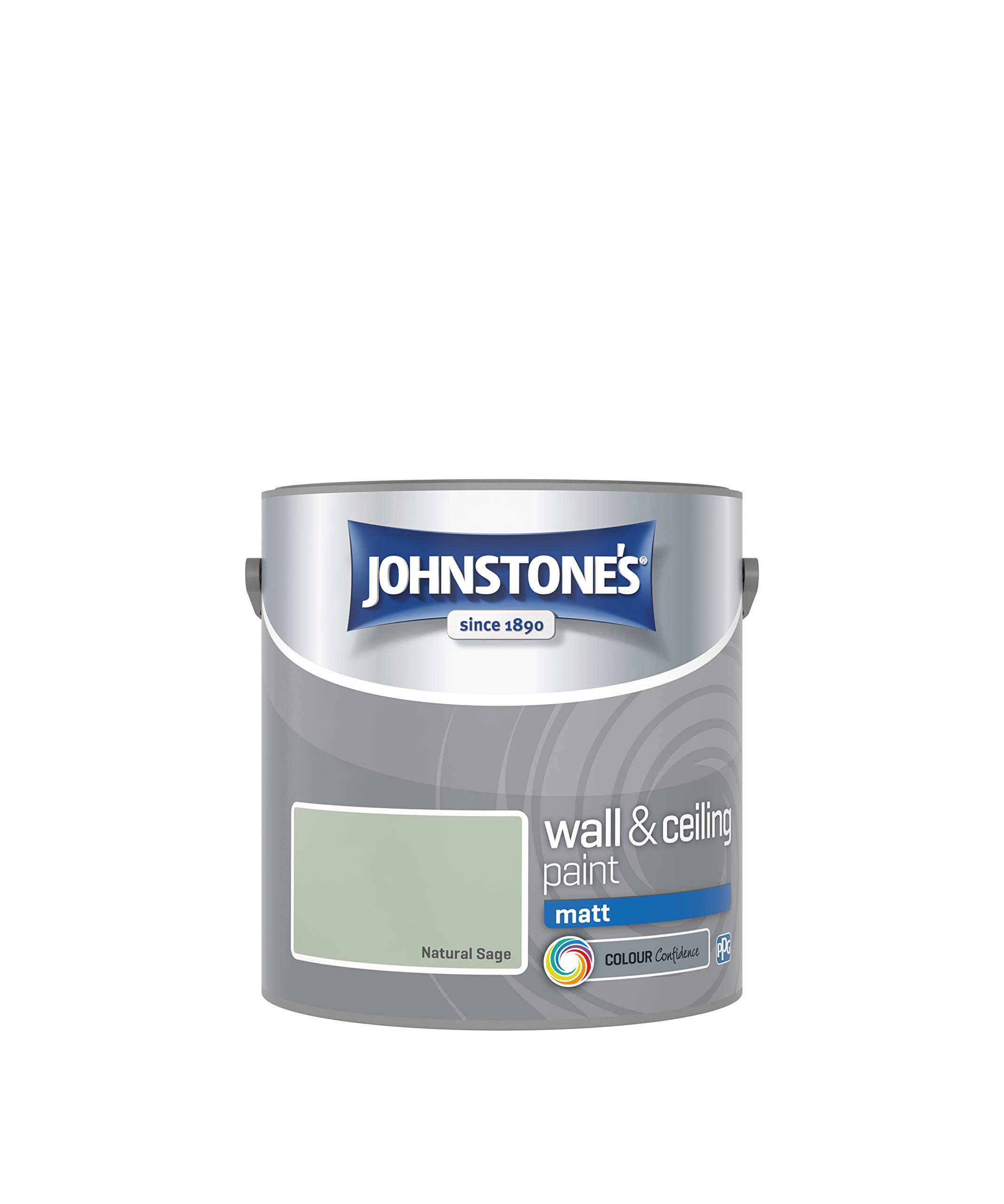 Johnstone's - Wall & Ceiling Paint - Natural Sage - Matt Finish - Emulsion Paint - Fantastic Coverage - Easy to Apply - Dry in 1-2 Hours - 12m2 Coverage per Litre - 2.5L