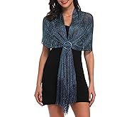 Tapp Collections Sparkling Metallic Shawls and Wraps with Buckle for Evening Dresses Wedding Party