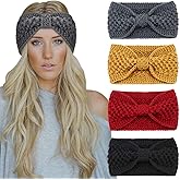 DRESHOW Winter Knit Chunky Headbands for Women Crochet Turban Knitted Ear Warmer Head Wrap Winter Accessories 4 Pack