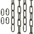 garini 6 Feet Industrial Bronze Light Fixture Chain, Adjustable Metal Pendant Chandelier Chain Extension with Detachable Link, 2 Pack