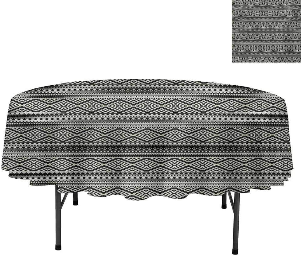 Aishare Store Waterproof Tablecloth, Native American Pattern Antique Tribal Culture Geometri, Tablecloth for Home Kitchen Dining Room, Round 36", Black and Eggshell