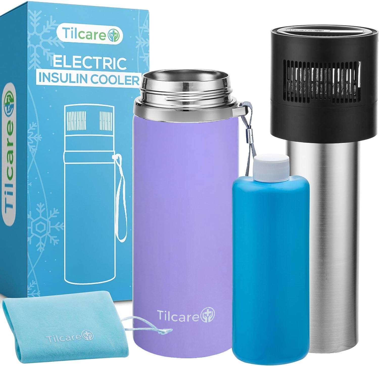 Photo 1 of Electric Insulin Cooler Travel Case with USB Charger & BioGel - Unlimited Hours, Medication Case for Travel - Holds 6 Pen, TSA-Approved Medicine Cooler Lavender