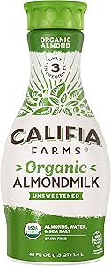 Califia Farms - Organic Unsweetened Almond Milk, 48 Oz, Dairy Free, Keto, Vegan, Plant Based, Organic Milk, Non GMO, Low Calo